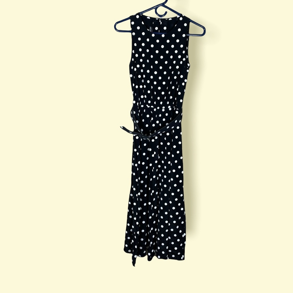 Vintage Polka Dot Sleeveless Maxi Dress